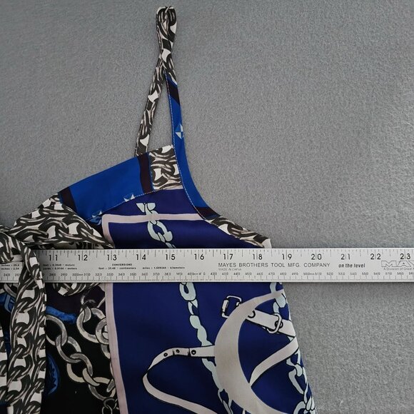 Express Camisole Tank Top Y2K Chain Butterfly Size L Blue Silver Satin Flowy - Picture 10 of 11